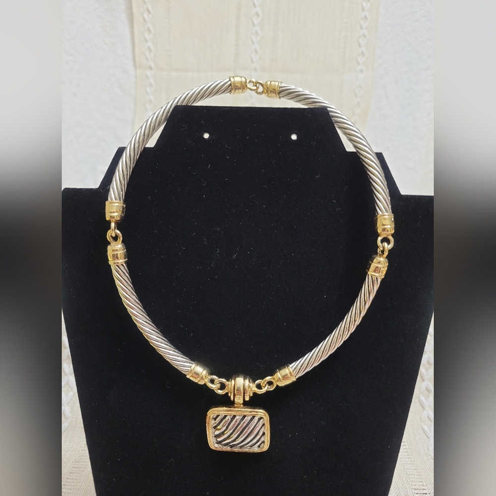 Vintage Signed Stocko Two-Tone Choker Necklace